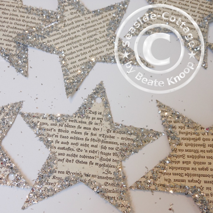 Shabby Glitzersterne DIY DIY shabby Sterne aus alten Buchseiten