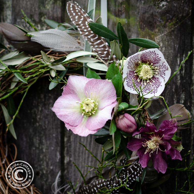 Easy DIY Rebkranz mit Olivenzweigen und Lenzrosen SeasideCottage