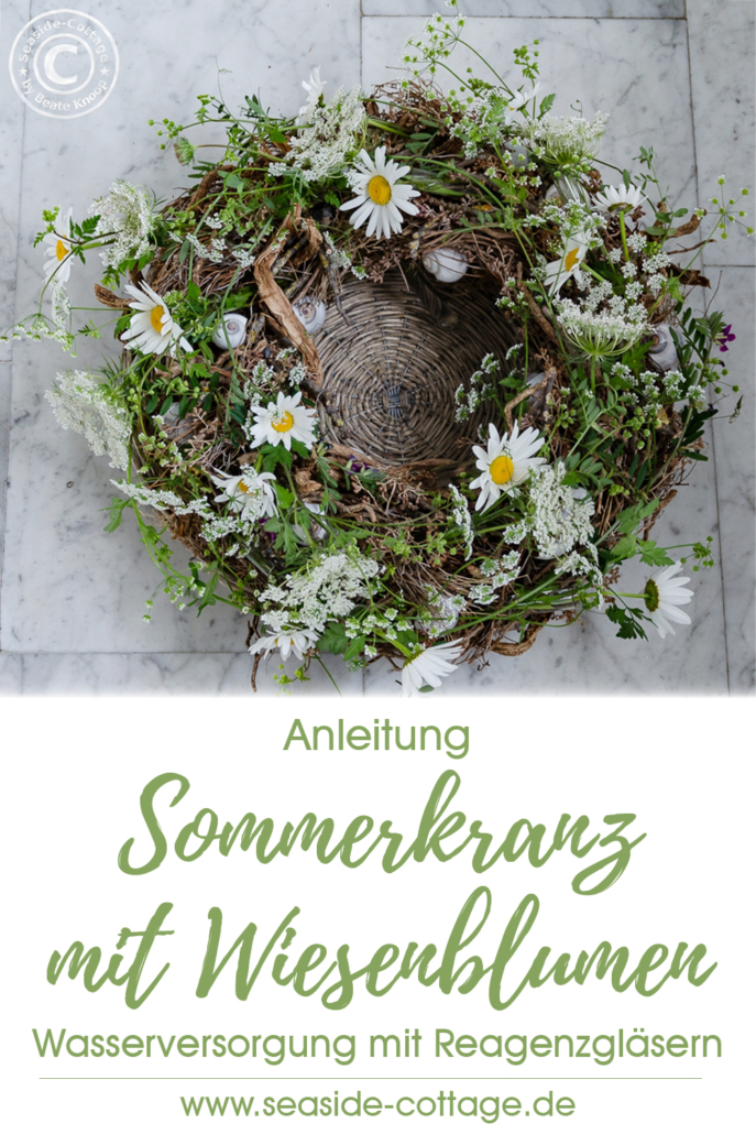 Pinterest Pin Sommerkranz mit Wiesenblumen