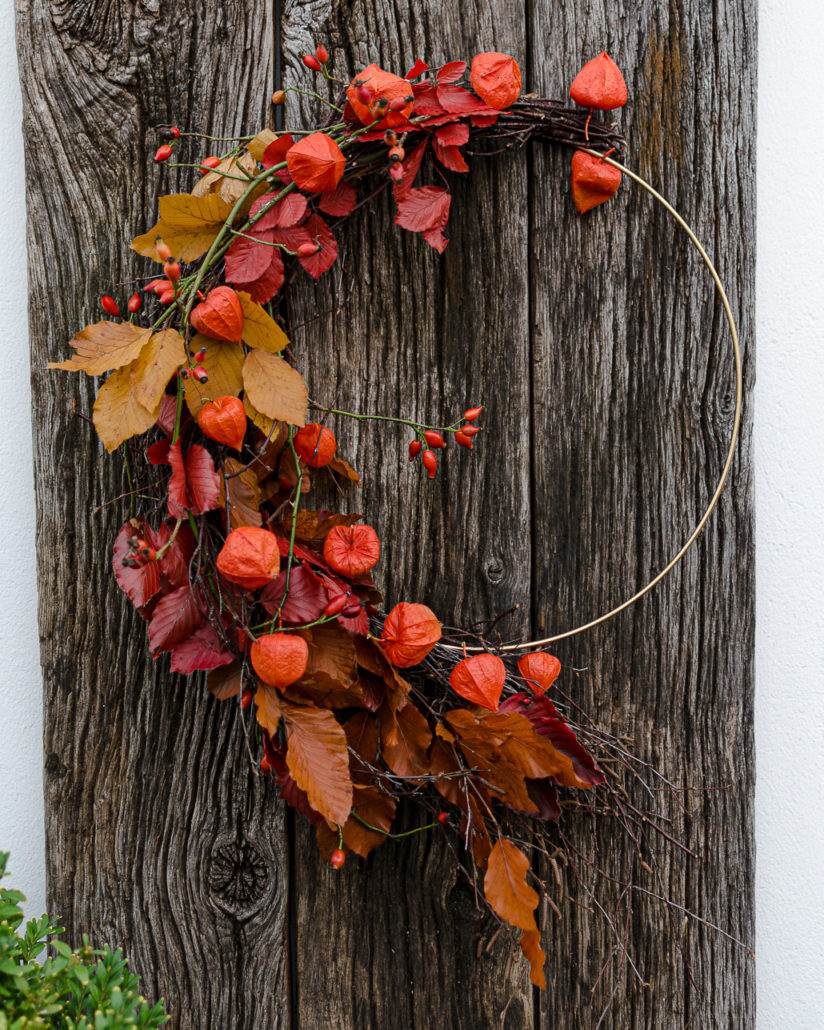 Herbstlicher Türkranz Mit Kürbis & Ahornblättern - Natürliche Deko Für Tisch & Wand, Ca. 30cm