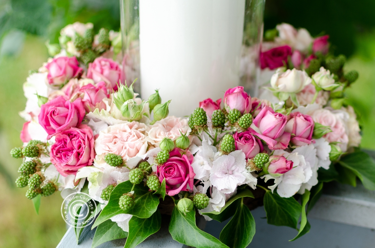 Anleitung Kranz mit Rosen in Bio Steckschaum SeasideCottage
