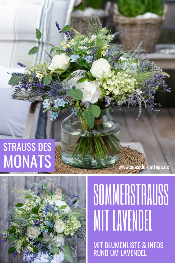 sommerlicher Blumenstrauß mit Lavendel Pinterest Pin